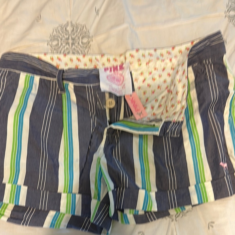 PINK Victoria's Secret Blue and Green Striped Women's Shorts